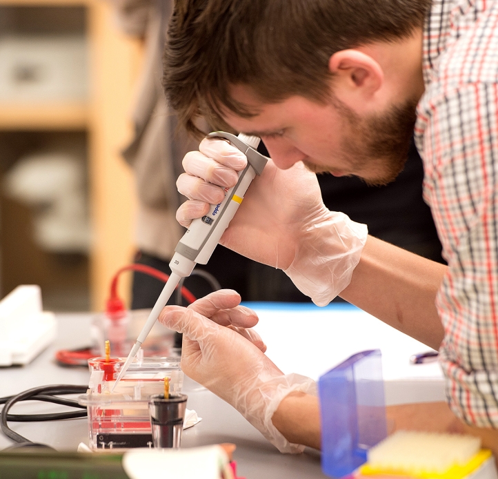 Student in the biology lab