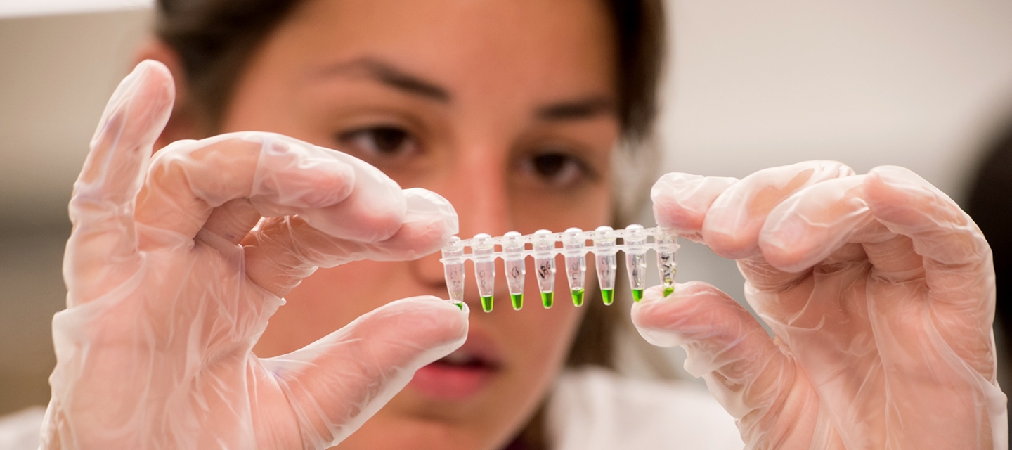 Student in the biology lab